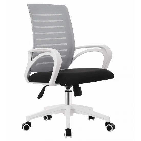 Комп'ютерне крісло intarsio POLO світло-сіре/чорне/білий каркас